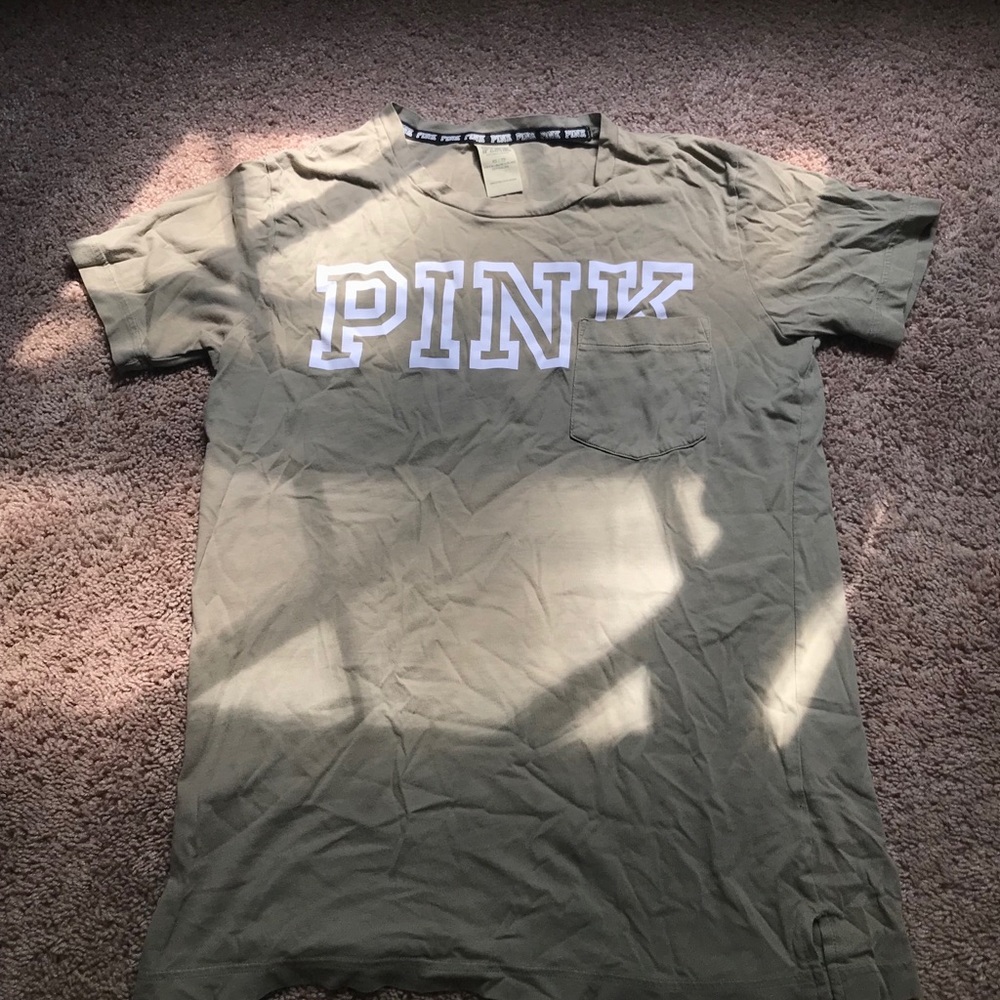 PINK army green T-shirt